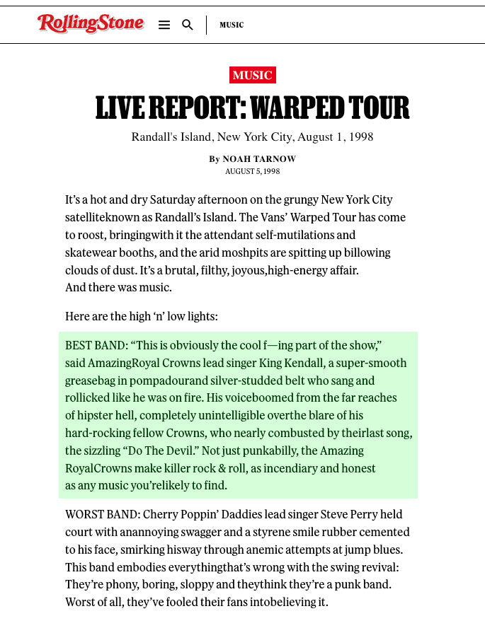 Warped Tour, NYC - 1998