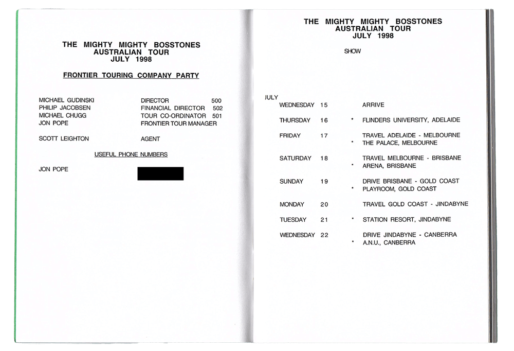 Australian Tour Book - 1998