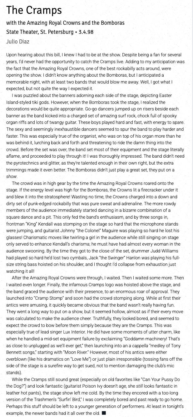 Cramps Tour - 1998